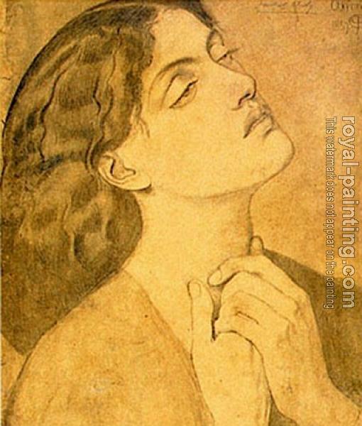 Dante Gabriel Rossetti : Study of Guinevere for,Sir Lancelot in the Queen's Chamber